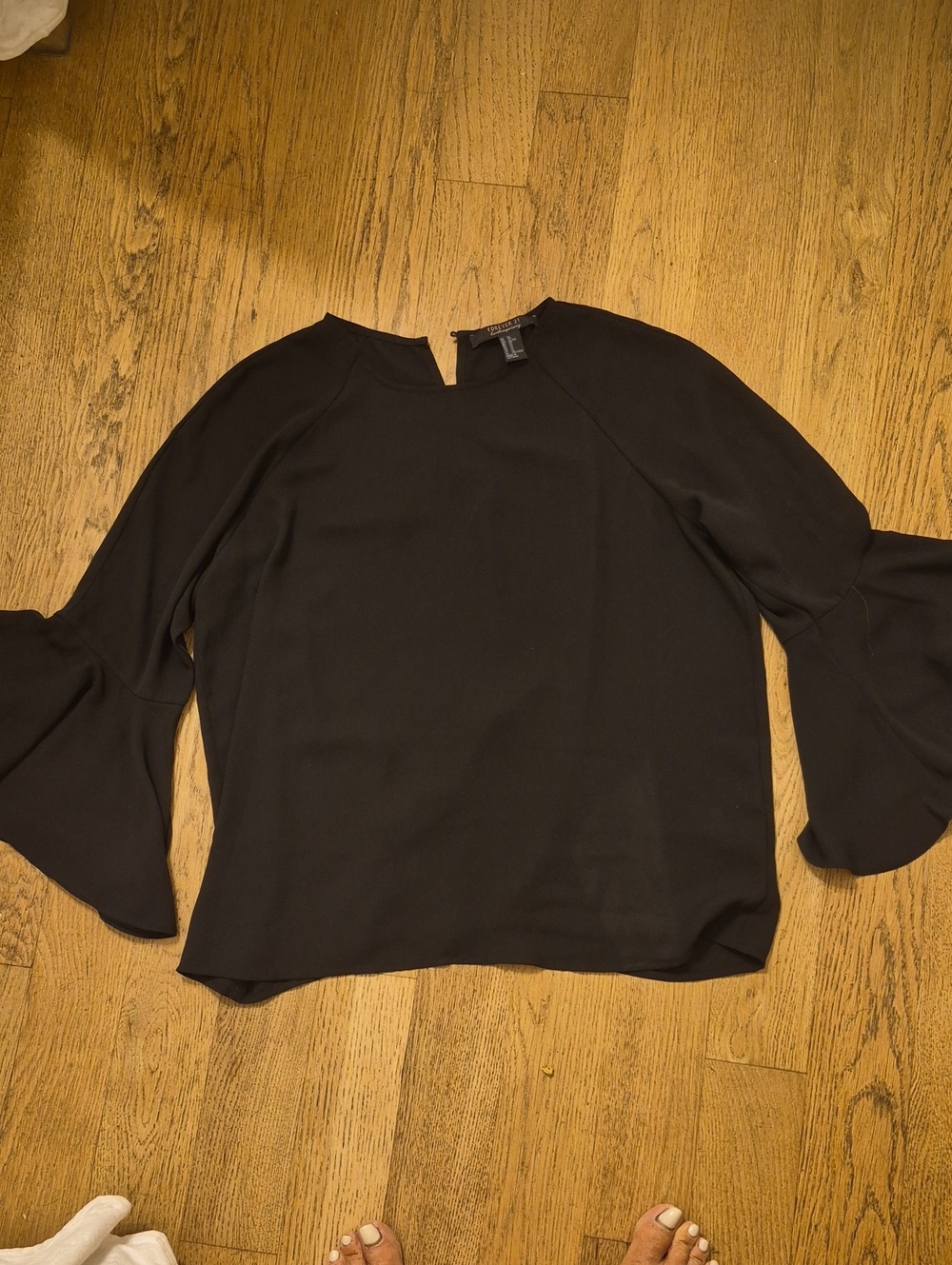Forever 21 Black Bell-Sleeve Blouse